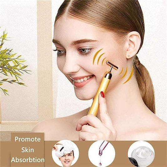 24K Gold Energy Beauty Bar Electric Facial Massage Roller