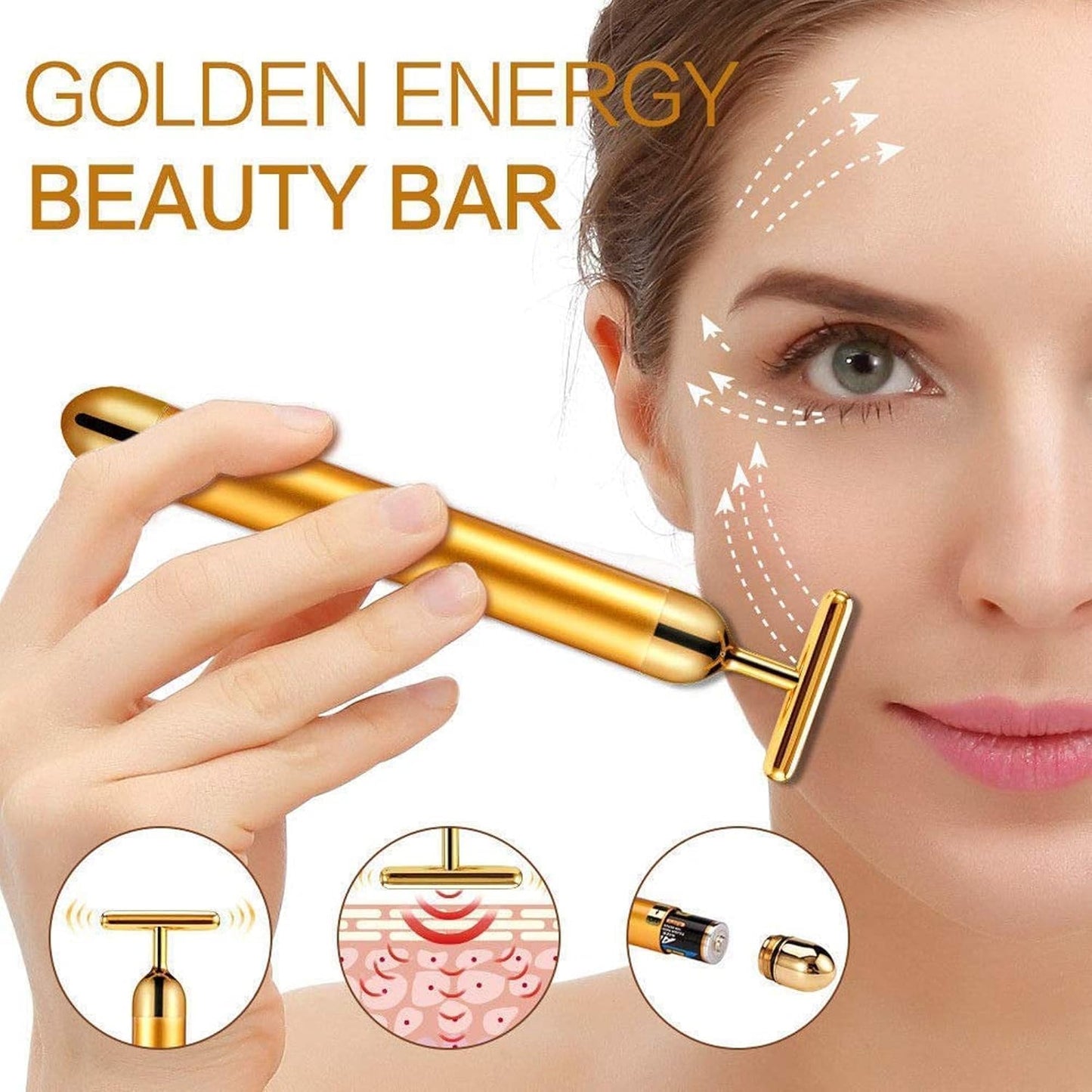 24K Gold Energy Beauty Bar Electric Facial Massage Roller
